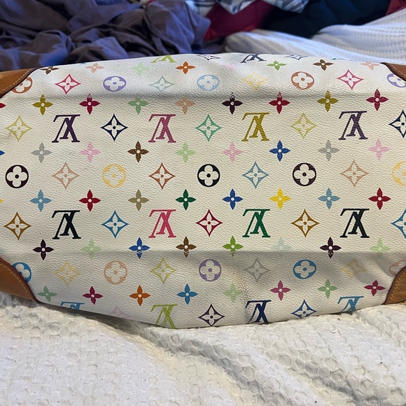 Authentic Luis Vuitton white multicolor URSULA shoulder bag . With red interior. - Picture 16 of 16